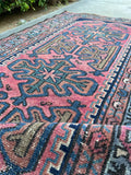 2'7 x 5'1 Antique coral Persian rug #1941 / 3x5 vintage rug - Blue Parakeet Rugs