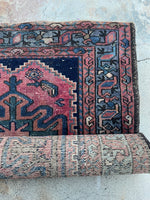 2'7 x 5'1 Antique coral Persian rug #1941 / 3x5 vintage rug - Blue Parakeet Rugs