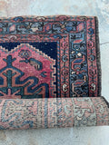 2'7 x 5'1 Antique coral Persian rug #1941 / 3x5 vintage rug - Blue Parakeet Rugs