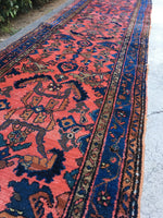 2'8' x 17'9 Antique Persian Lilihan Runner / Long vintage runner / long rug runner - Blue Parakeet Rugs