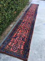 2'8' x 17'9 Antique Persian Lilihan Runner / Long vintage runner / long rug runner - Blue Parakeet Rugs