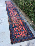 2'8' x 17'9 Antique Persian Lilihan Runner / Long vintage runner / long rug runner - Blue Parakeet Rugs