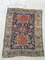 3' x 4'1 Antique Heriz / Small Vintage Rug - Blue Parakeet Rugs