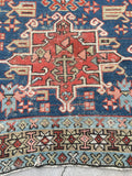 3' x 4'1 Antique Heriz / Small Vintage Rug - Blue Parakeet Rugs