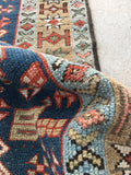 3' x 4'1 Antique Heriz / Small Vintage Rug - Blue Parakeet Rugs
