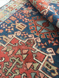 3' x 4'1 Antique Heriz / Small Vintage Rug - Blue Parakeet Rugs