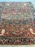 7'8 x 10' antique Persian Heriz / Large vintage rug - Blue Parakeet Rugs