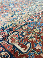 7'8 x 10' antique Persian Heriz / Large vintage rug - Blue Parakeet Rugs