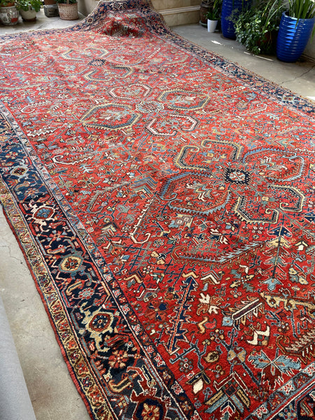10’7 x 18’9 Antique Oversize Persian Heriz Rug #2835
