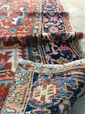 7'8 x 10' antique Persian Heriz / Large vintage rug - Blue Parakeet Rugs