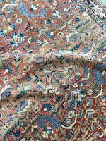 7'8 x 10' antique Persian Heriz / Large vintage rug - Blue Parakeet Rugs