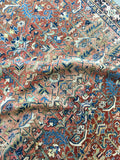 7'8 x 10' antique Persian Heriz / Large vintage rug - Blue Parakeet Rugs