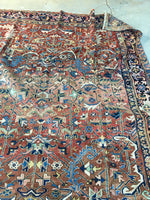 7'8 x 10' antique Persian Heriz / Large vintage rug - Blue Parakeet Rugs