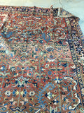 7'8 x 10' antique Persian Heriz / Large vintage rug - Blue Parakeet Rugs