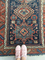 3'7 x 9'7 antique Persian Heriz Runner (#743) - Blue Parakeet Rugs