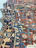 7'8 x 10' antique Persian Heriz / Large vintage rug - Blue Parakeet Rugs