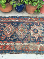 3'7 x 9'7 antique Persian Heriz Runner (#743) - Blue Parakeet Rugs