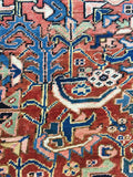 7'8 x 10' antique Persian Heriz / Large vintage rug - Blue Parakeet Rugs