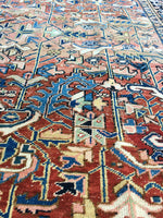 7'8 x 10' antique Persian Heriz / Large vintage rug - Blue Parakeet Rugs