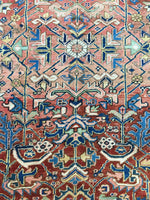 7'8 x 10' antique Persian Heriz / Large vintage rug - Blue Parakeet Rugs