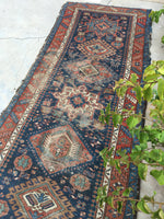 3'7 x 9'7 antique Persian Heriz Runner (#743) - Blue Parakeet Rugs
