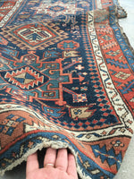 3'7 x 9'7 antique Persian Heriz Runner (#743) - Blue Parakeet Rugs