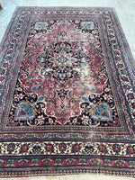 9'10 x 14' Antique Persian Mashhad rug #2539 - Blue Parakeet Rugs