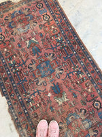 3'7 x 6'3 worn antique Persian Malayer - Blue Parakeet Rugs