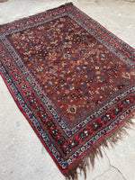 4'2 x 5'6 Antique Persian Qashqai rug #2429 - Blue Parakeet Rugs