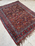 4'2 x 5'6 Antique Persian Qashqai rug #2429 - Blue Parakeet Rugs