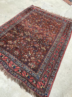 4'2 x 5'6 Antique Persian Qashqai rug #2429 - Blue Parakeet Rugs