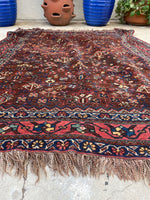 4'2 x 5'6 Antique Persian Qashqai rug #2429 - Blue Parakeet Rugs