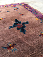 4'2 x 6'9 Chinese Art Deco Rug - Blue Parakeet Rugs