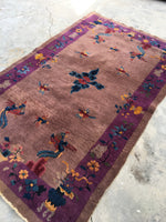 4'2 x 6'9 Chinese Art Deco Rug - Blue Parakeet Rugs