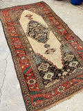 4'1 x 7'6 Antique Ivory Persian Bidjar rug #2431 - Blue Parakeet Rugs