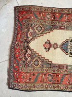4'1 x 7'6 Antique Ivory Persian Bidjar rug #2431 - Blue Parakeet Rugs