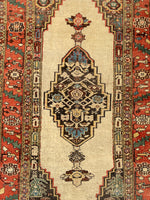 4'1 x 7'6 Antique Ivory Persian Bidjar rug #2431 - Blue Parakeet Rugs