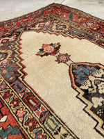 4'1 x 7'6 Antique Ivory Persian Bidjar rug #2431 - Blue Parakeet Rugs