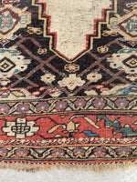 4'1 x 7'6 Antique Ivory Persian Bidjar rug #2431 - Blue Parakeet Rugs