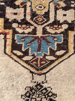 4'1 x 7'6 Antique Ivory Persian Bidjar rug #2431 - Blue Parakeet Rugs