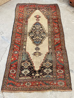 4'1 x 7'6 Antique Ivory Persian Bidjar rug #2431 - Blue Parakeet Rugs