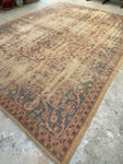 8'9 x 11'8 Distressed Turkish Oushak rug #2245 / 9x12 Vintage Rug - Blue Parakeet Rugs