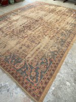 8'9 x 11'8 Distressed Turkish Oushak rug #2245 / 9x12 Vintage Rug - Blue Parakeet Rugs
