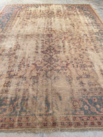 8'9 x 11'8 Distressed Turkish Oushak rug #2245 / 9x12 Vintage Rug - Blue Parakeet Rugs