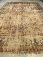 8'9 x 11'8 Distressed Turkish Oushak rug #2245 / 9x12 Vintage Rug - Blue Parakeet Rugs