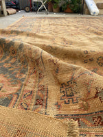 8'9 x 11'8 Distressed Turkish Oushak rug #2245 / 9x12 Vintage Rug - Blue Parakeet Rugs