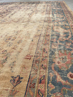 8'9 x 11'8 Distressed Turkish Oushak rug #2245 / 9x12 Vintage Rug - Blue Parakeet Rugs