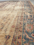 8'9 x 11'8 Distressed Turkish Oushak rug #2245 / 9x12 Vintage Rug - Blue Parakeet Rugs