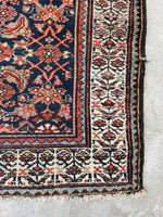 3'5 x 9'3 Antique Persian Hamadan runner #2436 / 3x9 Vintage runner - Blue Parakeet Rugs