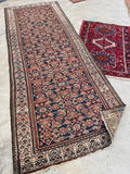 3'5 x 9'3 Antique Persian Hamadan runner #2436 / 3x9 Vintage runner - Blue Parakeet Rugs